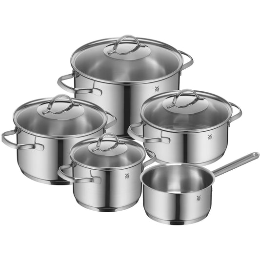 Topfset 5-teilig, induktionsgeeignet, Edelstahl mit Glasdeckel